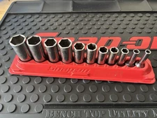 snap-on tools 3/8" drive deep socket set sae chrome 6 point 1/4" to 7/8"