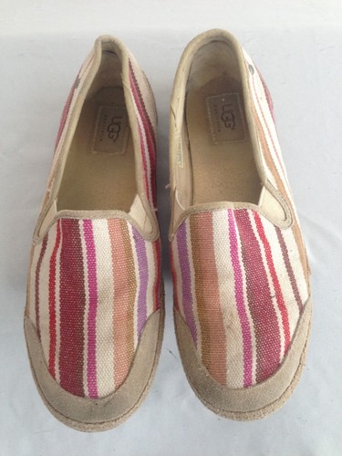 Mocasines planos UGG mocasines blancos, bronceados y rosados tela y gamuza bronceada talla 5 - Imagen 3 de 12