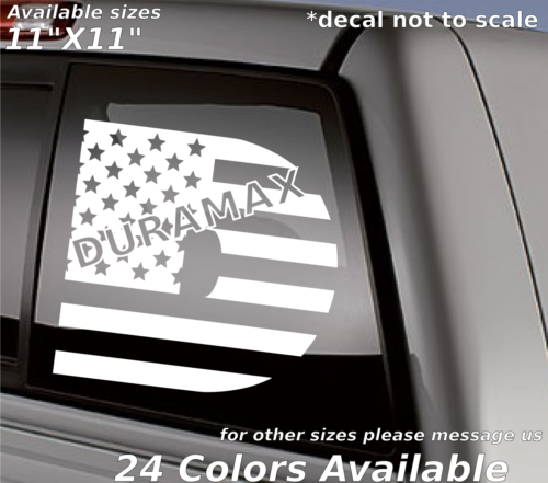 Duramax american flag  Custom decal sticker Turbo Diesel back window Chevy - Afbeelding 1 van 1