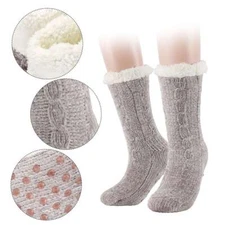 Women Winter Super Soft Warm Cozy Fuzzy Fleece-Lined with Grippers Slipper Socks
