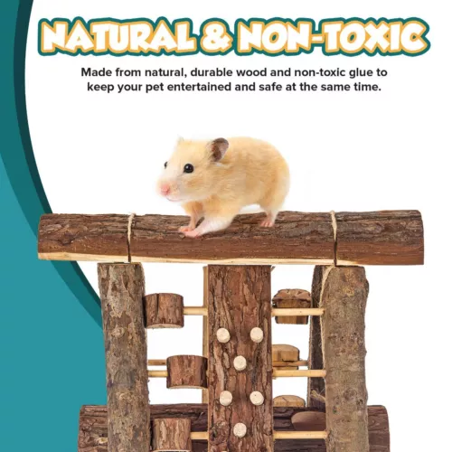 Wooden Hamster Playground Climbing Wall House Toy Small Animal Gerbil Mouse Rat - Picture 6 of 13