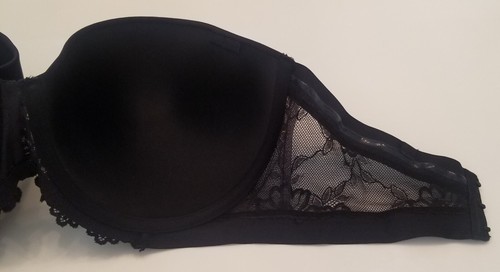 Maidenform Strapless Bra 38DD Padded Pushup Underwire Lace SE1102 Black No Strap - 第 14/17 張圖片