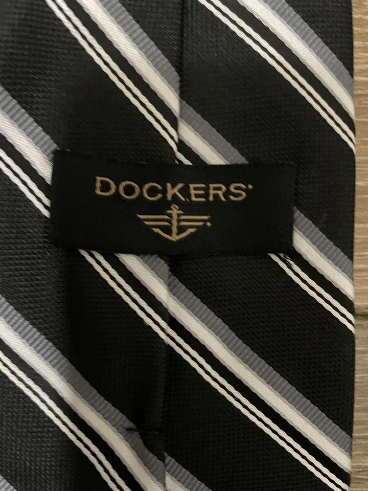 Dockers - J Ferrar Tie Black Grey White Striped & Geometric Print Lot Of 2 - Image 3 of 4