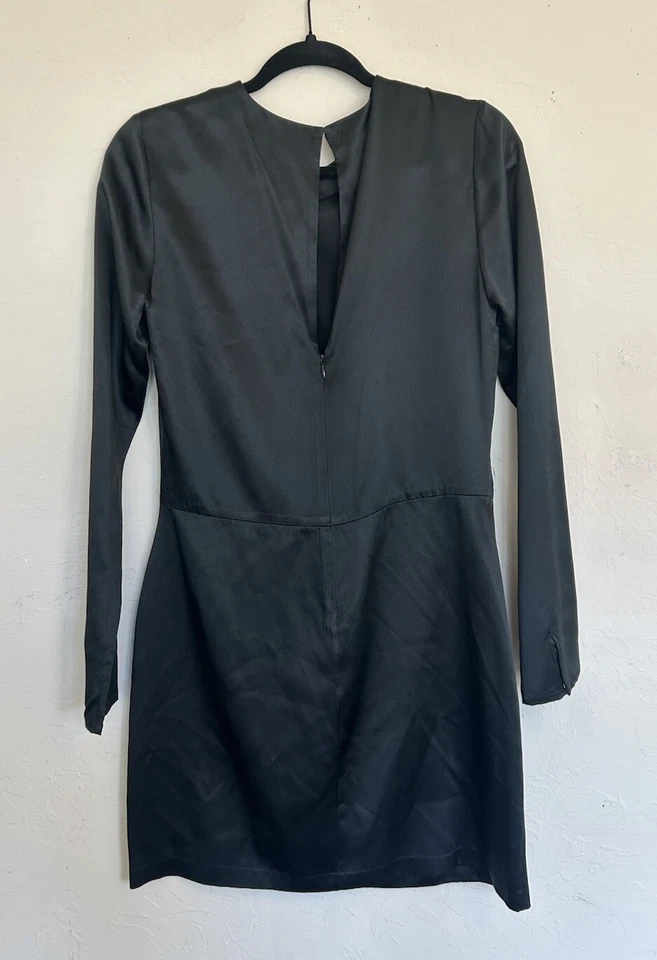 Vestido Vaina Adam Lippes Negro Seda LBD 8 Diseñador Lujo Minimal Fiesta Foto 2 de 4