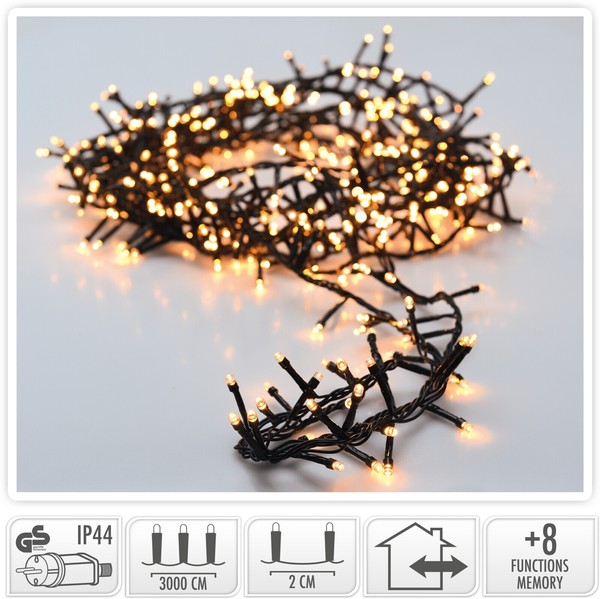 Led Lichterkette Warmweiß 1500 Leds Innen AußEn 8 Funktionen 30M Weihnachten-image