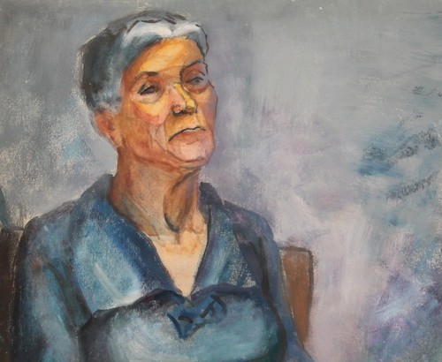 Vintage gouache painting old woman portrait - Picture 9 of 12