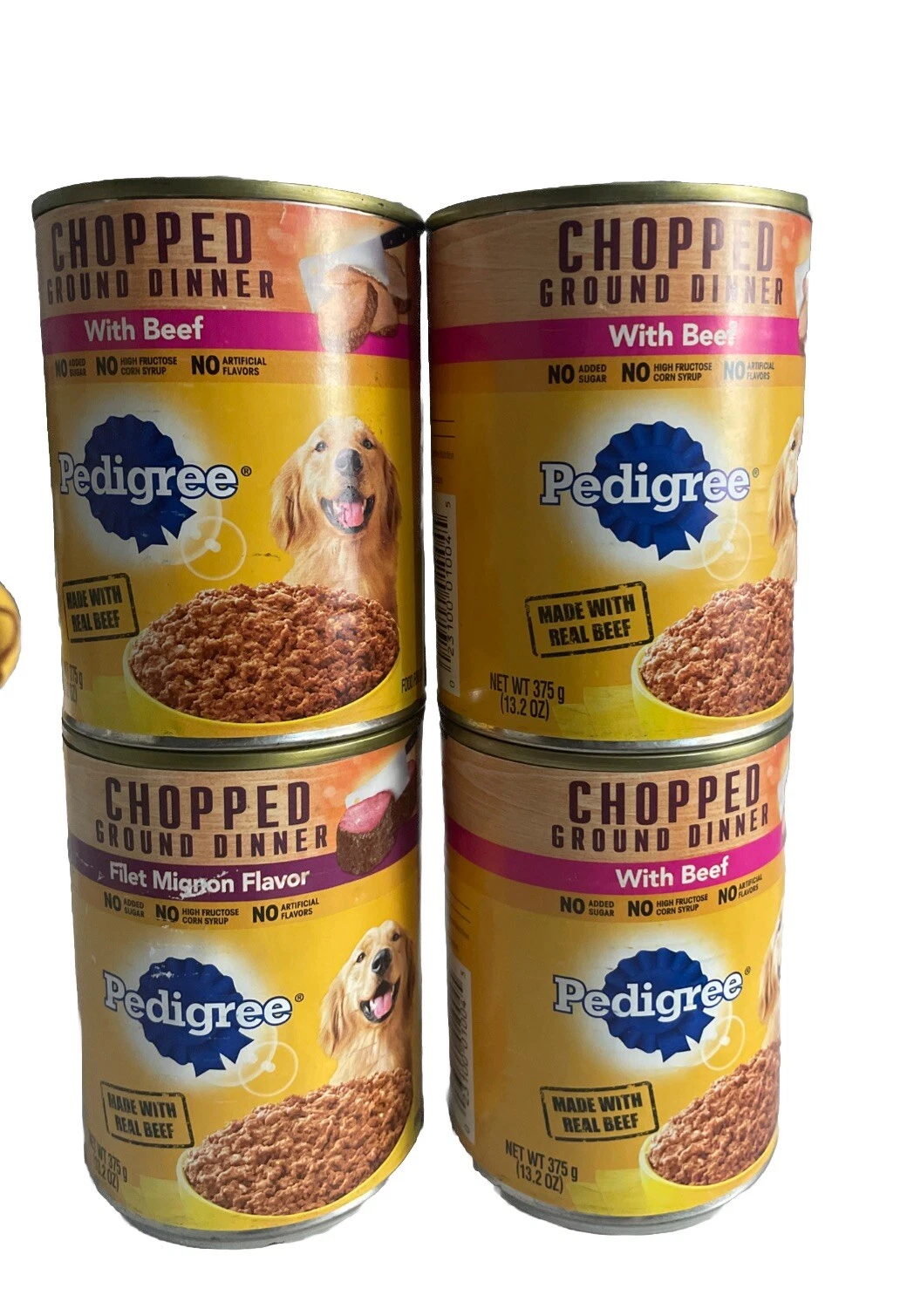 LOT OF 4 Pedigree Traditional Chopped Ground Dinner With Beef & Filet Mignon