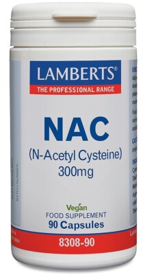 Lamberts Vegan NAC (N-Acetyl Cysteine ) Capsules 300mg (90). BBE 12/2027