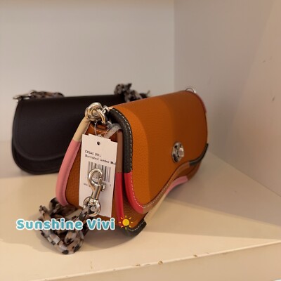 NWT Coach Wavy Dinky Bag Coachtopia Brown Leather Rainbow