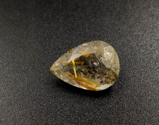 4.5 CT Golden Rutilated Quartz Pear Shape 13.8X10mm Faceted Cut Gemstone W37