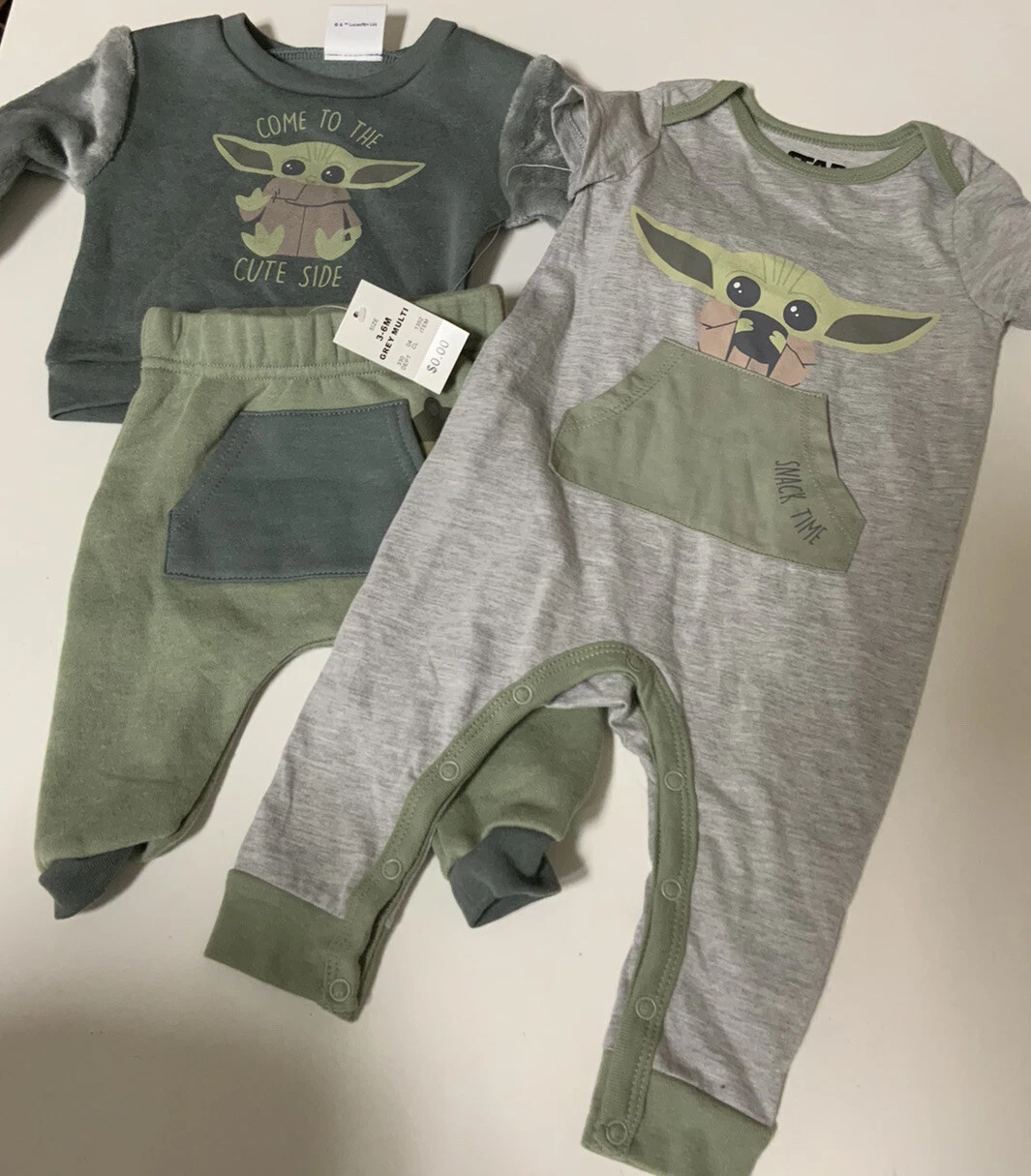 🧷 HAPPY THREADS THE CHILD STAR WARS BABY SET 3-6 Months 3 Piece 🆕