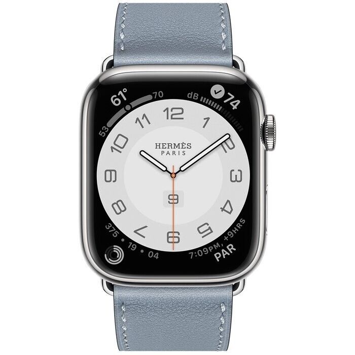 Hermes Apple Watch Single Tour Bleu Lin Gold Plated Hardware Hermes Apple Watch Single Tour Bleu Lin Gold Plated Hardware