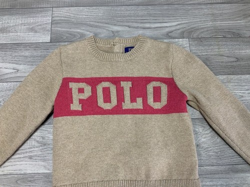 Polo Ralph Lauren Boys 4 4t Polo Sweater Brown Spell Out - Picture 1 of 7