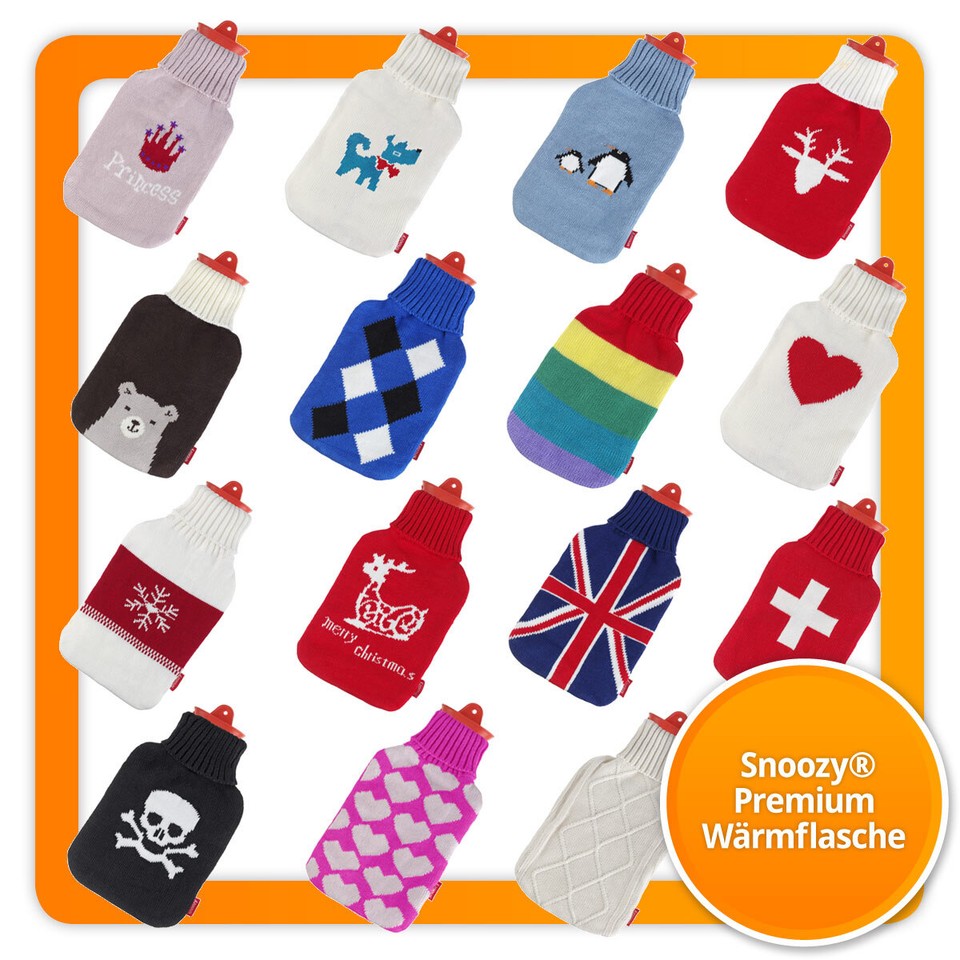Snoozy Wärmflasche 2 Liter Bettflasche Wärmekissen Flasche 2L mit Kuschel Bezug