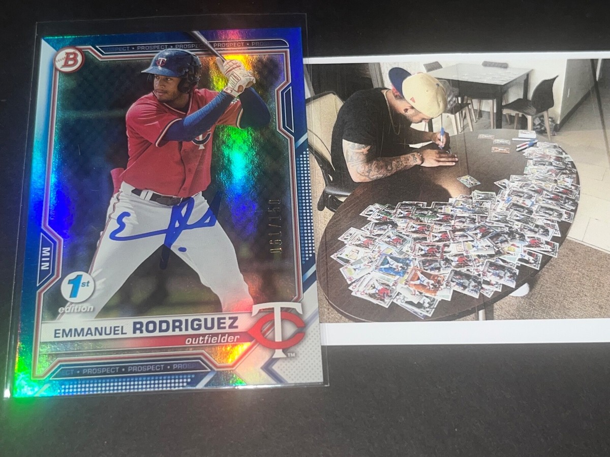 Emmanuel Rodriguez Twins Auto Signed 2021 Bowman 1st Edition Blue 