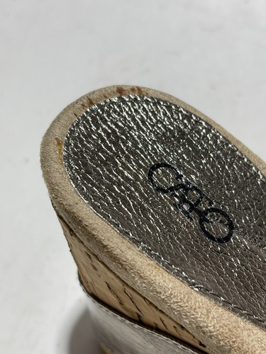 Women's CATO Cork Wedge Heel Sandals Size 7 Silver - Picture 5 of 8