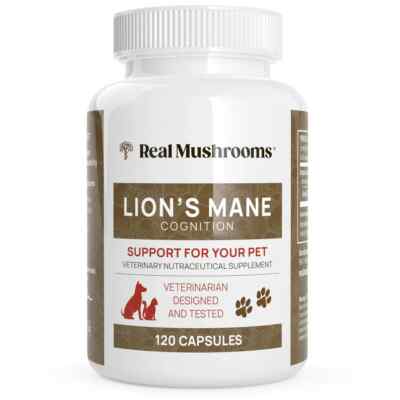 Real Mushrooms Organic Lion's Mane Capsules for Pets Non-GMO 120 Chews NEW