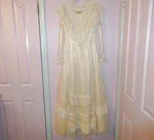 Vtg Gunne Sax Maxi Dress Size 7 Lace Organza Tiered Victorian Wedding Prairie