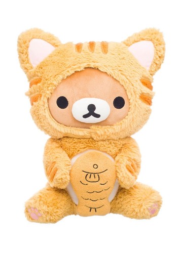 Rilakkuma San-X Original als Tiger frisst Fisch 13,5 Zoll Plüsch Neu mit Etikett USA VERKÄUFER