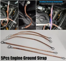 5x Universal 11.4" Copper Braided Auto Ground Strap Cable Engine Firewall Frame
