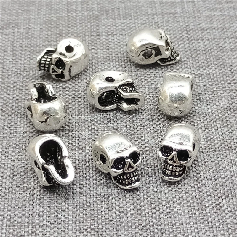 4 piezas de espaciadores de esqueleto punk con cuentas de calavera de plata de ley 925 Foto 4 de 4