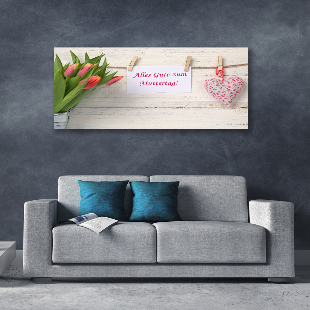 Tableaux 125x50 art tulipes coeur impression sur toile pour habiller un mur - 2