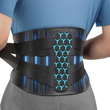 Lumbar Back Brace with Removable Pad, Adjustable Lower Back Pain Relief Suppo...
