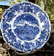 English Tableware by Unicorn Dinner Plate Castle Staffordshire England Blue 9 "