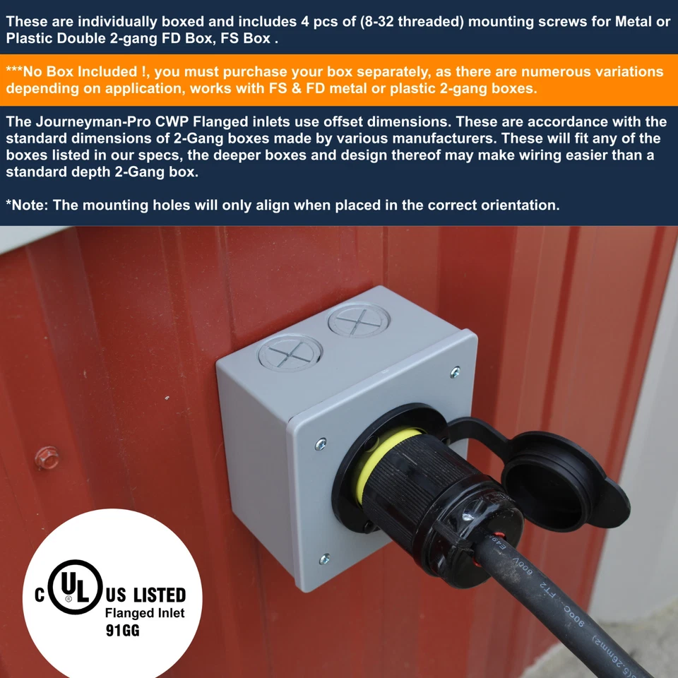 30 AMP 2-Gang L14-30 Twist Turn Locking Power Flanged Inlet Receptacle 30A FS FD - Image 4 of 4