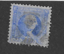 US Scott # 115, 6 cent ultramarine, Washington,1869, XF, scv.$600