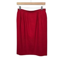 Pendleton Red Virgin Wool Pencil Skirt Vintage Petite Size 10 Made in USA Knee
