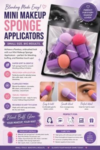 Mini Reusable Makeup Sponge Applicators Set, Round, Multicolor, Mini Size