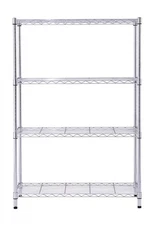 4 Tier Wire Shelf Unit, Chrome, 1400 lb. Capacity
