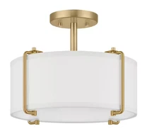 Home Decorators Collection Brookley 14 in. 2-Light Brushed Gold Semi-Flush Mount