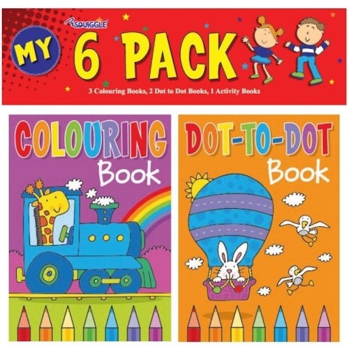 Squiggle P2199 A6 Mini Colouring & Activity Travel Sized Book Set - Pack of 6 - Image 2
