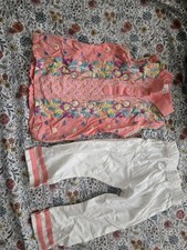 0-2 Year Old Cute Girl 2 Pieces pink and white Kameez Shalwar. Pakistani India