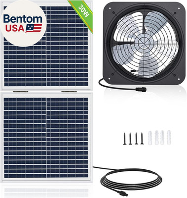 25W Solar Powered Attic Ventilator Gable Roof Vent Fan with 30W Foldable Panel -