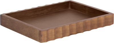 Lissi Mid-Century Modern Wavy Decorative Tray - Walnut Brown, 16x12 Inches