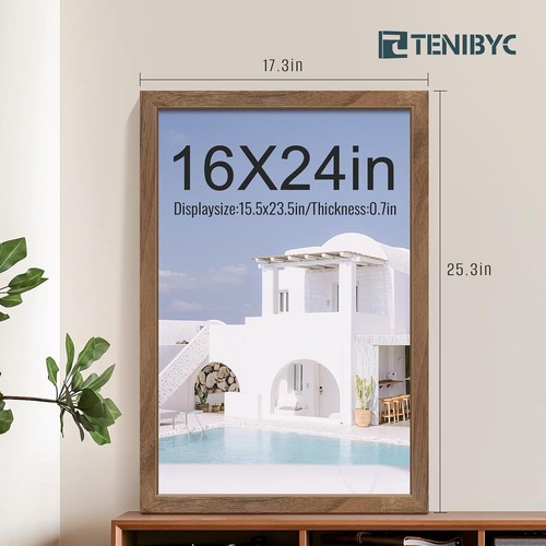 TENIBYC 16x24 Cornice venatura legno marrone noce confezione da 4 per foto poster #R016 - Foto 2 di 5