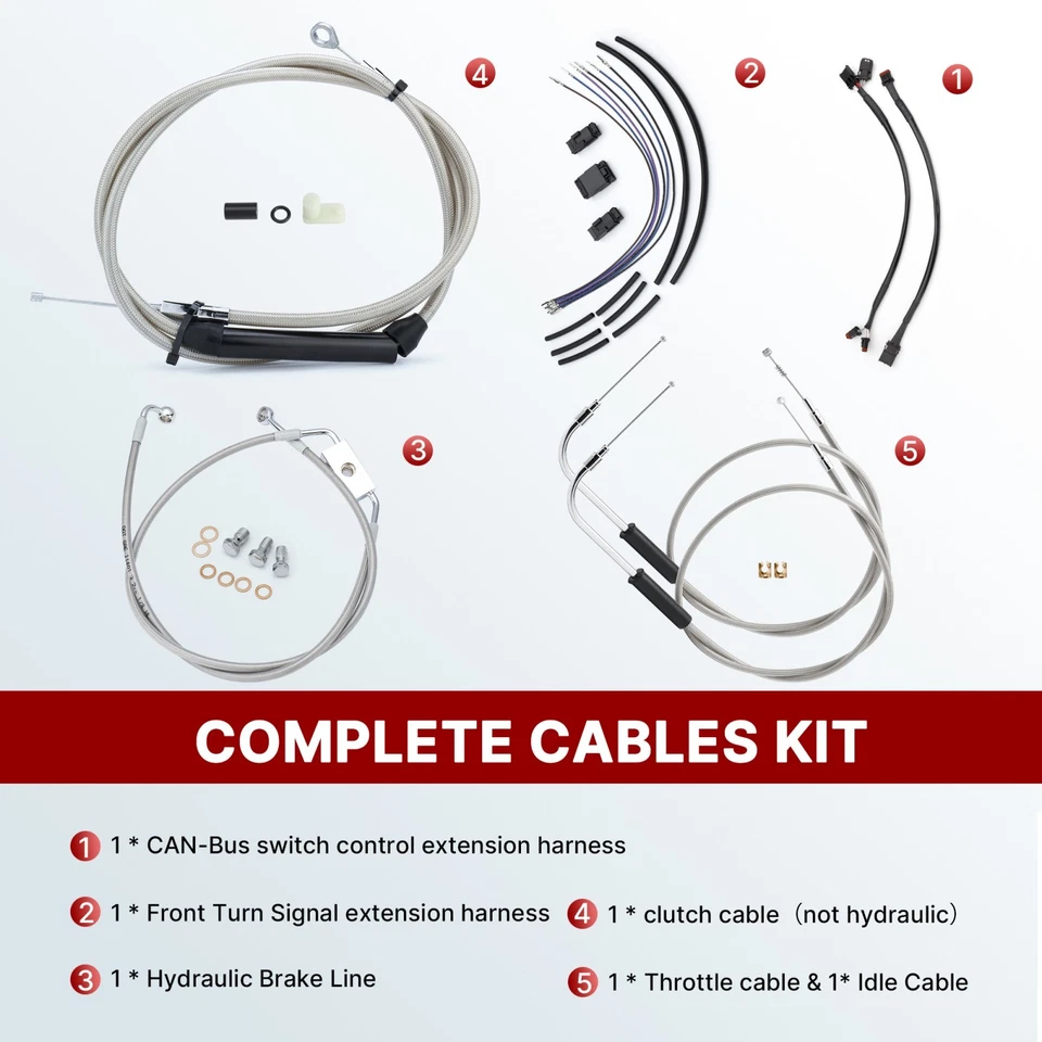 ABS Brake Line Clutch Cable for 2014-2024 Harley Sportster XL 883 1200 14 in Bar - Image 3 of 4