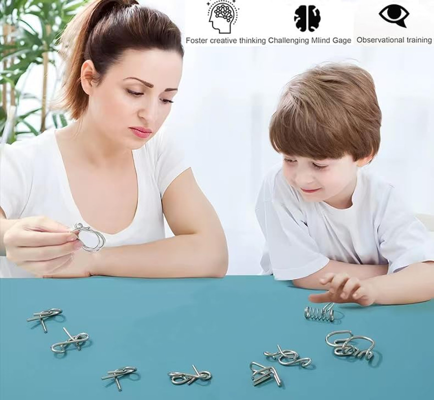 Metal Wire Puzzle Set of 24 with Pouch,Brain Teaser IQ Test Disentanglemen Iron 