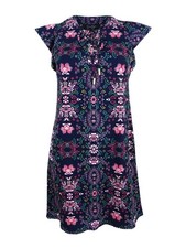 Jessica Simpson Women's Floral Lace-Up Flutter-Sleeve Dress (6, Print Multi)