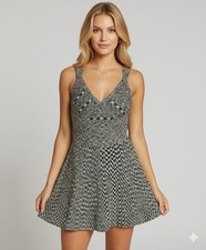 New Guess Bodycon Flared Knee Length Dress Black Small