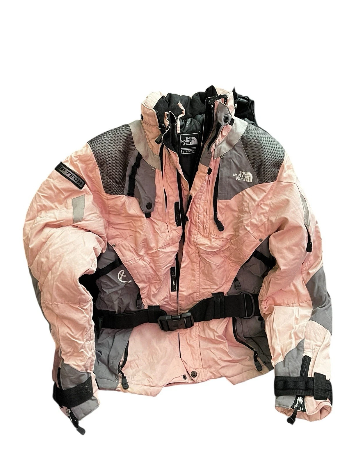 North Face Steep Tech Jacket Womens Medium Pink Belted Ski Snow Outdoor Coat