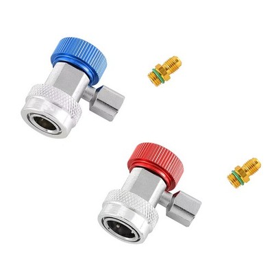 2PCS A/C R134A Quick Coupler Adapter Car High&Low Side HVAC SAE Male Flare Kits