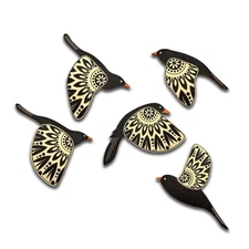 Vumyhuby 5 Pcs Black Wooden Bird Wall Art | Rustic Folk Art Wall Decor for In...