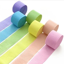 6 Crepe Paper Streamers Rolls, 492ft 6 Pastel Colors Crepe Paper Party Suppli...