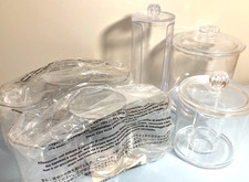 Clear Acrylic Organizers Lot of 6 Cosmetics Makeup Holders Q-Tips Cotton Balls 