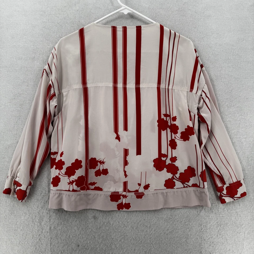 Blusa Camisa Diane von Furstenberg Kenta Top Mujer Mediana Seda Floral Rayas Foto 2 de 4