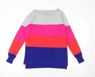 Muskatnuss Damen mehrfarbig U-Ausschnitt gestreift Viskose Pullover Pulli Größe 8